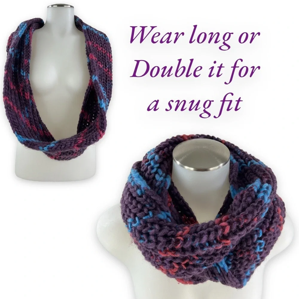 Earthbound Women's Purple Ribbed Crochet Knit Mobius Infinity Scarf 55